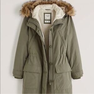 Abercrombie & Fitch Olive green Utility parka jacket coat S small